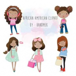 African American girls clipart, Fashion girl clipart, Dark skin ...