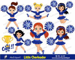 Blue & White Cheerleader Digital Clipart Set for -Personal and Commercial  Use-paper crafts,card making,scrapbooking,web design