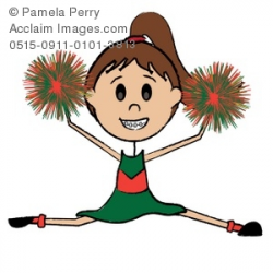 Clip Art Illustration of a Stick Girl Cheerleader
