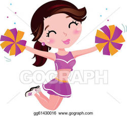 Vector Art - Jumping cheerleader girl isolated on white. Clipart ...
