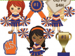 Lil Cheerleaders Purple & Orange 2 Clipart | Meylah