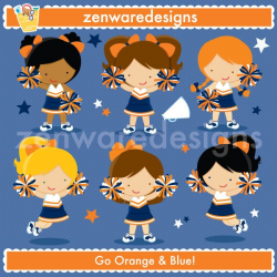 Description: Go Orange & Blue! These cute little Cheerleaders are ...