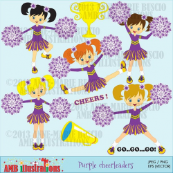 Purple cheerleaders clipart ~ Illustrations ~ Creative Market