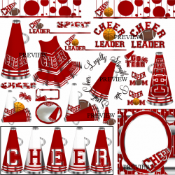Red Silver cheerleader clip art MANY SCHOOL COLORS football and ...