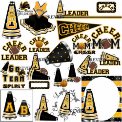 Cheer clipart, MORE COLORS, 50+ graphics, black gold yellow ...