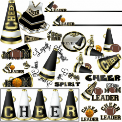 Black & Gold Cheerleader clipart make your own party favors ...