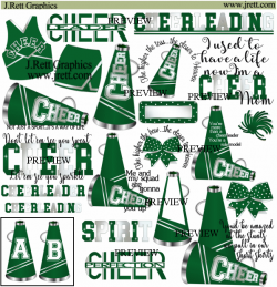 J.Rett Graphics - Cheer Spirit Green and White Clip Art MORE COLORS ...