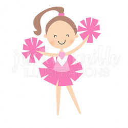 Pink Cheerleader Cute Digital Clipart, Cute Cheerleader Clip art ...