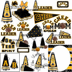 Cheerleading clipart MANY SCOOL COLORS Black Yellow Gold make your ...