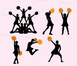 Cheerleading silhouette digital clipart vector eps png files Clip Art  Images Instant Download