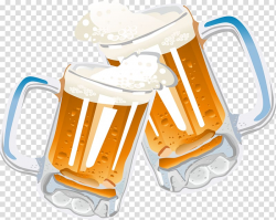 Two clear beer mugs illustration, Beer glassware Drink ...