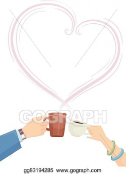 Vector Clipart - Hands couple coffee heart cheers. Vector ...