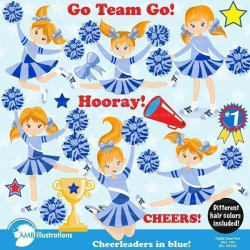 Cheerleaders in Blue | Cheer clipart and School spirit