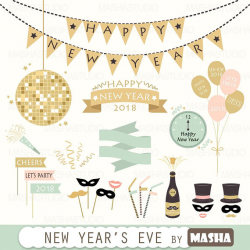 New Year clipart: New Year's Eve clipart with