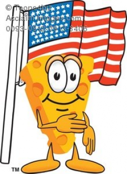 Clipart Cartoon Cheese With the American Flag