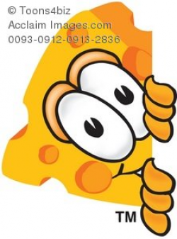 Clipart Cartoon Cheese Peeking Out From the Side