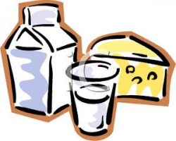 Clipart Image: A Glass and Carton of Milk with a Slice of Cheese