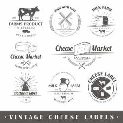 ベクトルアート : Set of vintage labels cheese | Cheese | Pinterest ...