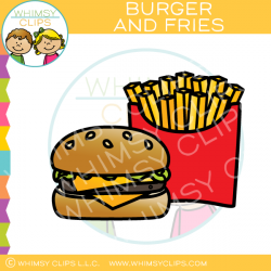 Cheeseburger and Fries Clip Art , Images & Illustrations | Whimsy Clips