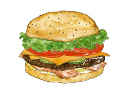 Watercolor burger | Etsy