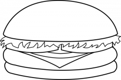 Cheeseburger Black And White Clipart