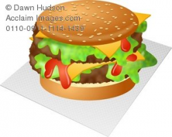 Delicious Double Cheese Burger Clipart Illustration