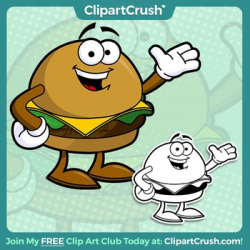 Royalty Free Cartoon Cheeseburger Clipart Character by BRAD FITZPATRICK