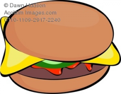 A Tasty Cheese Burger With Ketchup Clipart Image