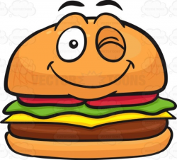 Hamburger With A Smiley Face Winking | Smiley and Hamburgers