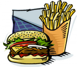 Stock Illustration - A cheeseburger and a serving of fries
