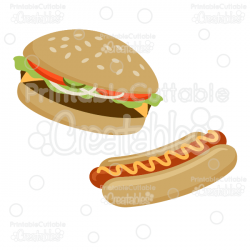 Hamburger & Hot Dog SVG Cut File & Clipart