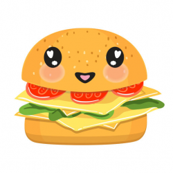 Kawaii Burger - Cute Hamburger Stickers by VICTOR VERDU