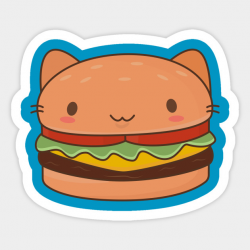 Kawaii Cat Burger T-Shirt - Cat Burger - Sticker | TeePublic
