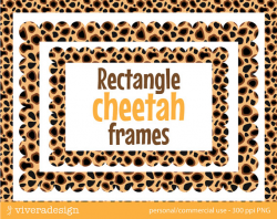 Digital Rectangle Frames Clip Art in Cheetah Pattern