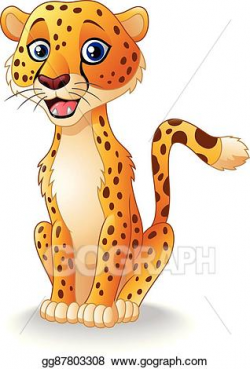 Vector Stock - Cartoon happy cheetah sitting. Clipart ...