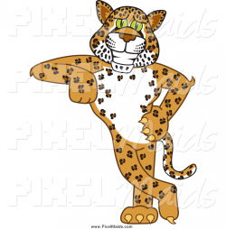 Clipart of a Cheetah, Jaguar or Leopard Mascot Leaning by ...
