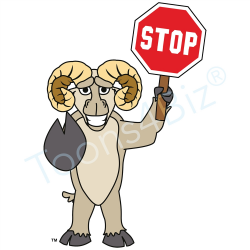 Ram Mascot Clip Art Holding a Stop Sign Clip Art