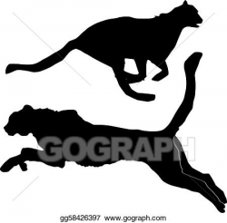 Vector Stock - Silhouettes of cheetah. Clipart Illustration ...