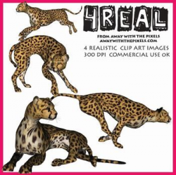 Realistic Animal Clip Art - 4 Realistic Cheetah Clip Art Images ...