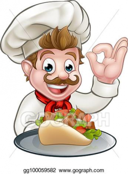 Vector Art - Cartoon chef with kebab. Clipart Drawing gg100059582 ...