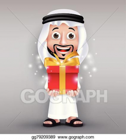 EPS Illustration - Saudi arab man wearing thobe. Vector Clipart ...