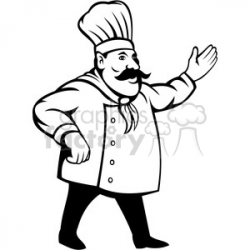 chef holding out his hand black white clip art clipart. Royalty-free  clipart # 388345
