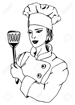 Beautiful Of Female Chef Clipart Black And White - Letter Master