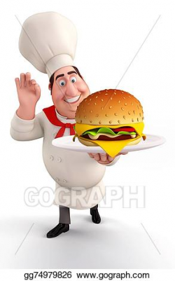Stock Illustration - Young chef with burger . Clipart ...