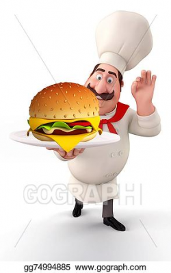 Stock Illustration - Young chef with burger . Clipart Illustrations ...