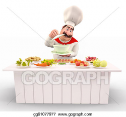 Stock Illustration - Chef cooking rice with vegetables. Clipart ...