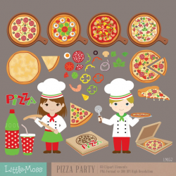 Pizza Party Digital Clipart, Italian Chef Clipart from LittleMoss on ...