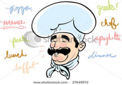 Clipart Image: A Smiling Chef with Cuisine Related Words