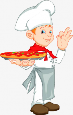 A Little Chef With Pizza, Cook, Cartoon, Cooking PNG Image and ...