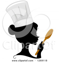 Clipart of a Silhouetted Black Chef Woman's Face with a Colored ...